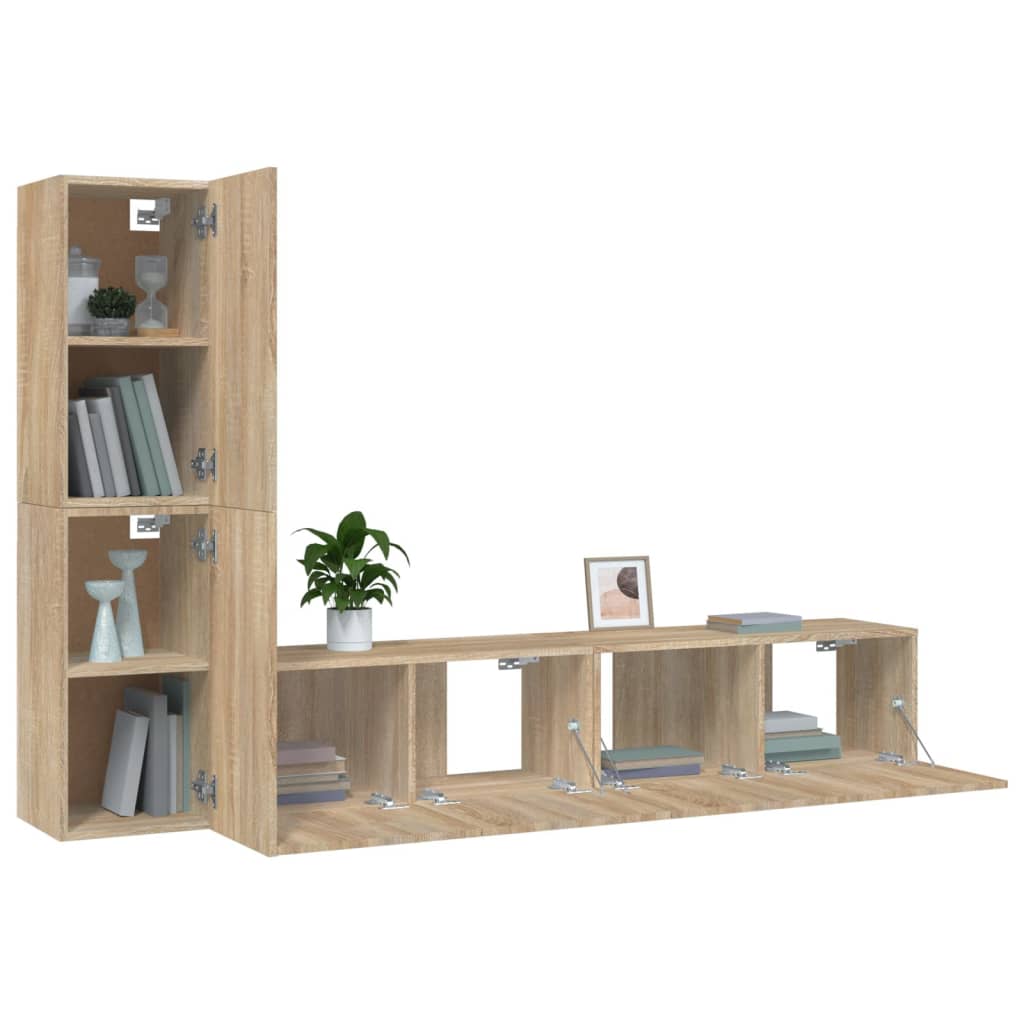 Composition murale de meubles TV 4 pcs Chêne sonoma Bois d'ingénierie