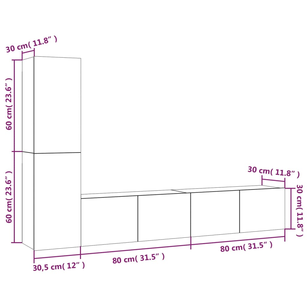 Composition murale de meubles TV 4 pcs Chêne sonoma Bois d'ingénierie