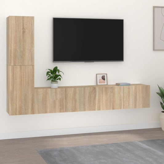 Composition murale de meubles TV 4 pcs Chêne sonoma Bois d'ingénierie