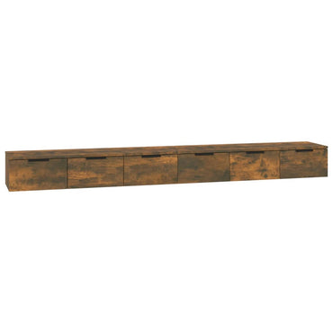 Enfilade murale meuble TV suspendu coloris Chêne fumé 204cm