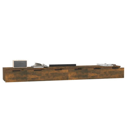 Enfilade murale meuble TV suspendu coloris Chêne fumé 204cm