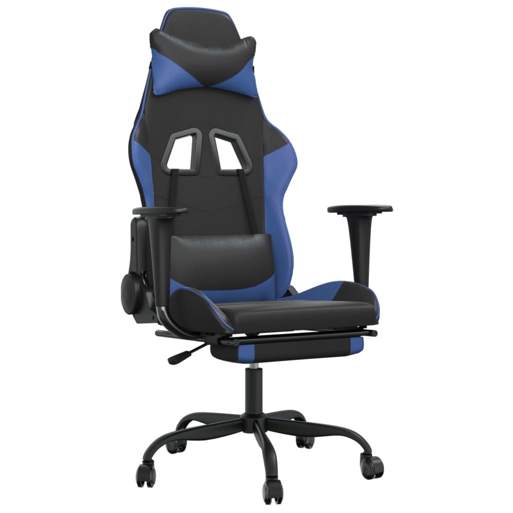Cadeira de jogos e massagem e preto e imitação do pé azul