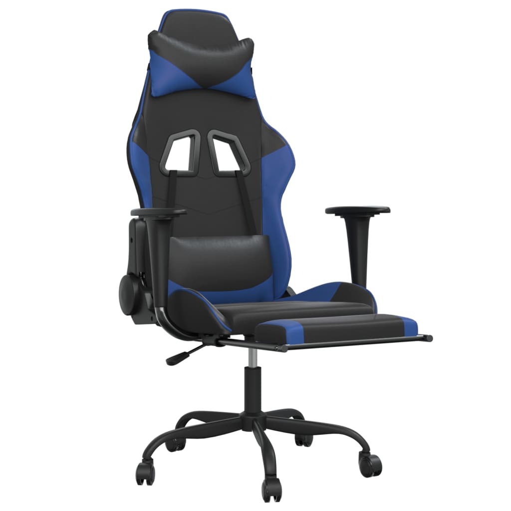 Cadeira de jogos e massagem e preto e imitação do pé azul