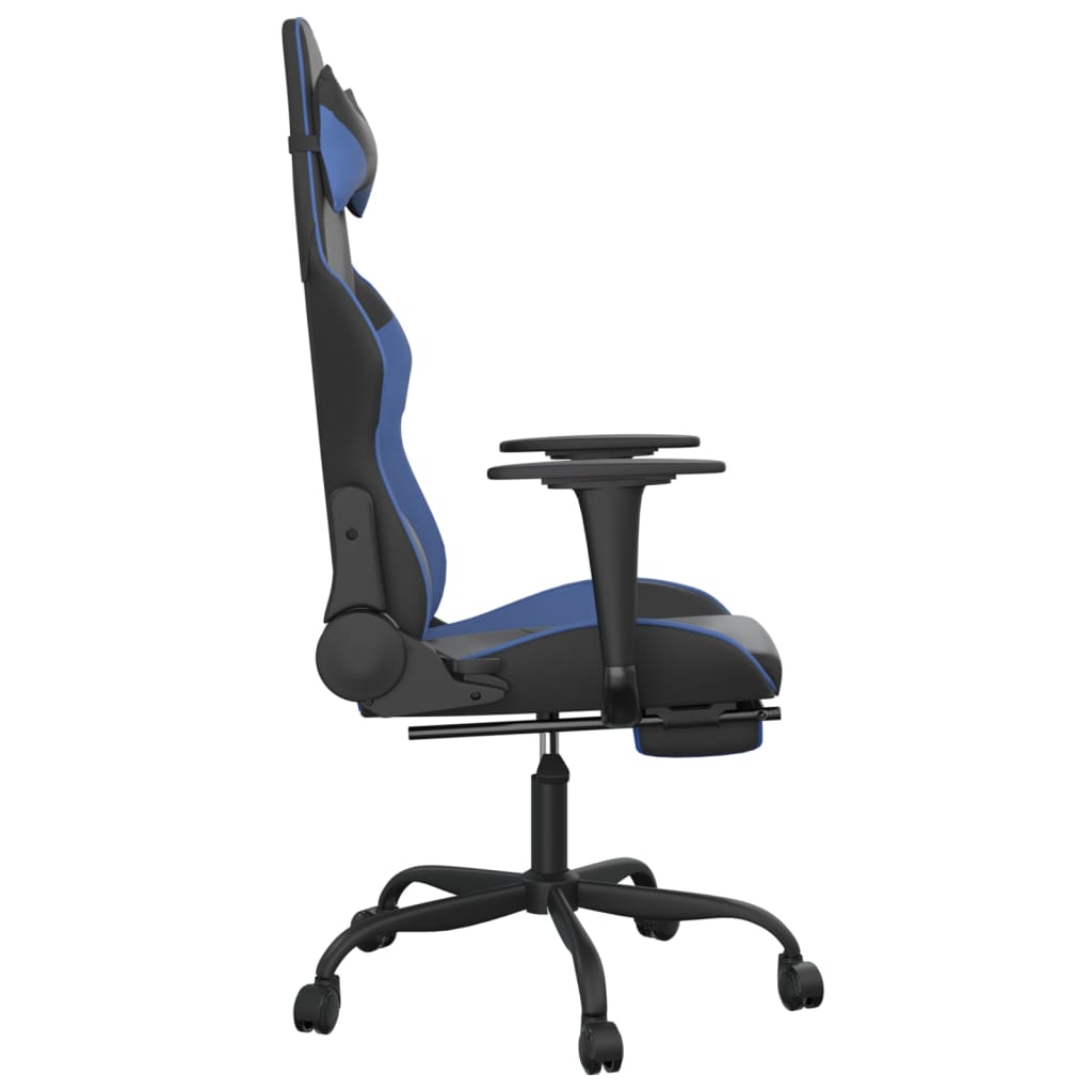 Cadeira de jogos e massagem e preto e imitação do pé azul