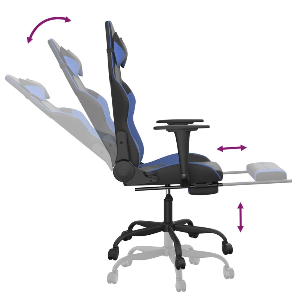 Cadeira de jogos e massagem e preto e imitação do pé azul