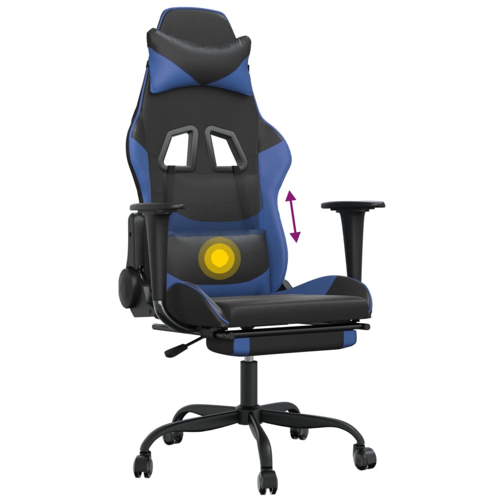 Cadeira de jogos e massagem e preto e imitação do pé azul