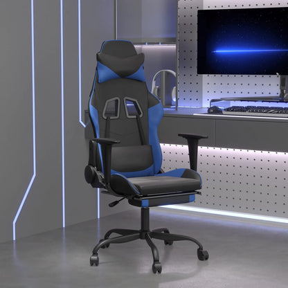 Cadeira de jogos e massagem e preto e imitação do pé azul
