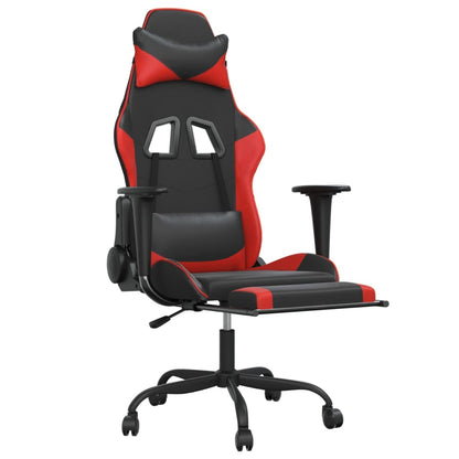 Chaise de Gaming & massage avec repose-pied Noir & Rouge Similicuir
