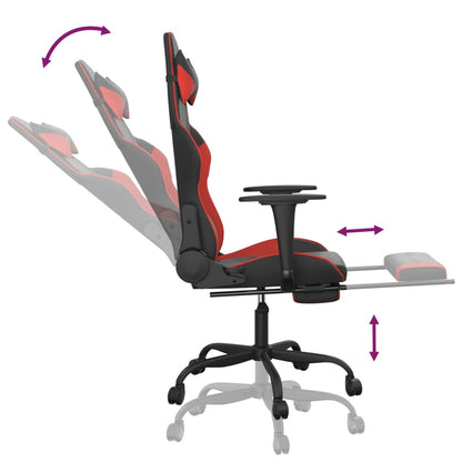 Chaise de Gaming & massage avec repose-pied Noir & Rouge Similicuir