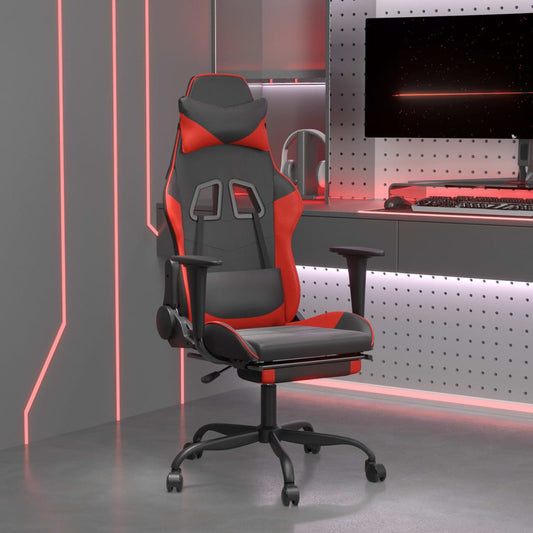 Gaming- und Massagestuhl mit schwarzen und roten Fußstützen