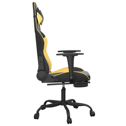 Chaise de Gaming & massage avec repose-pied Noir & Doré Similicuir