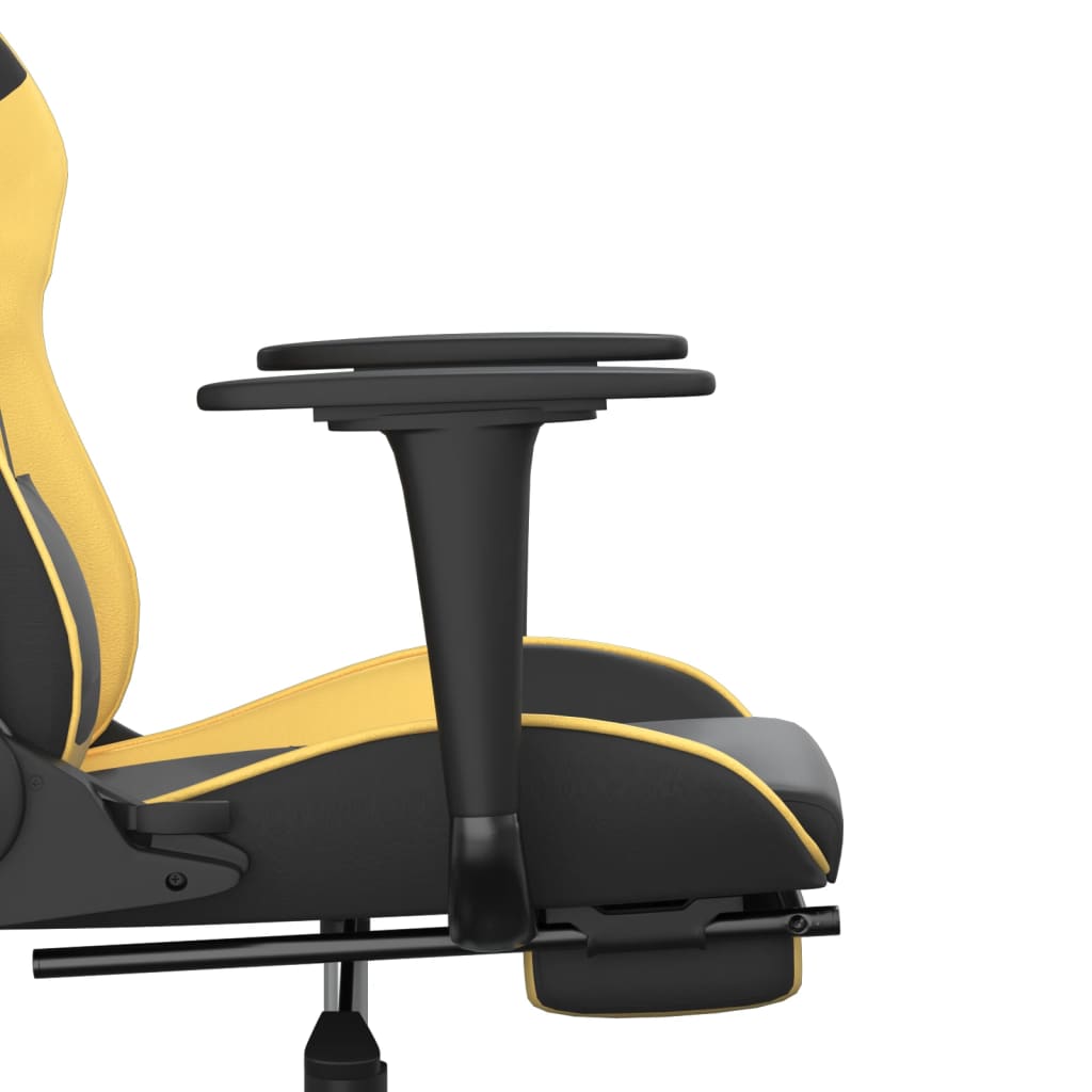 Chaise de Gaming & massage avec repose-pied Noir & Doré Similicuir