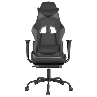 Chaise de Gaming & massage avec repose-pied Noir & Gris Similicuir
