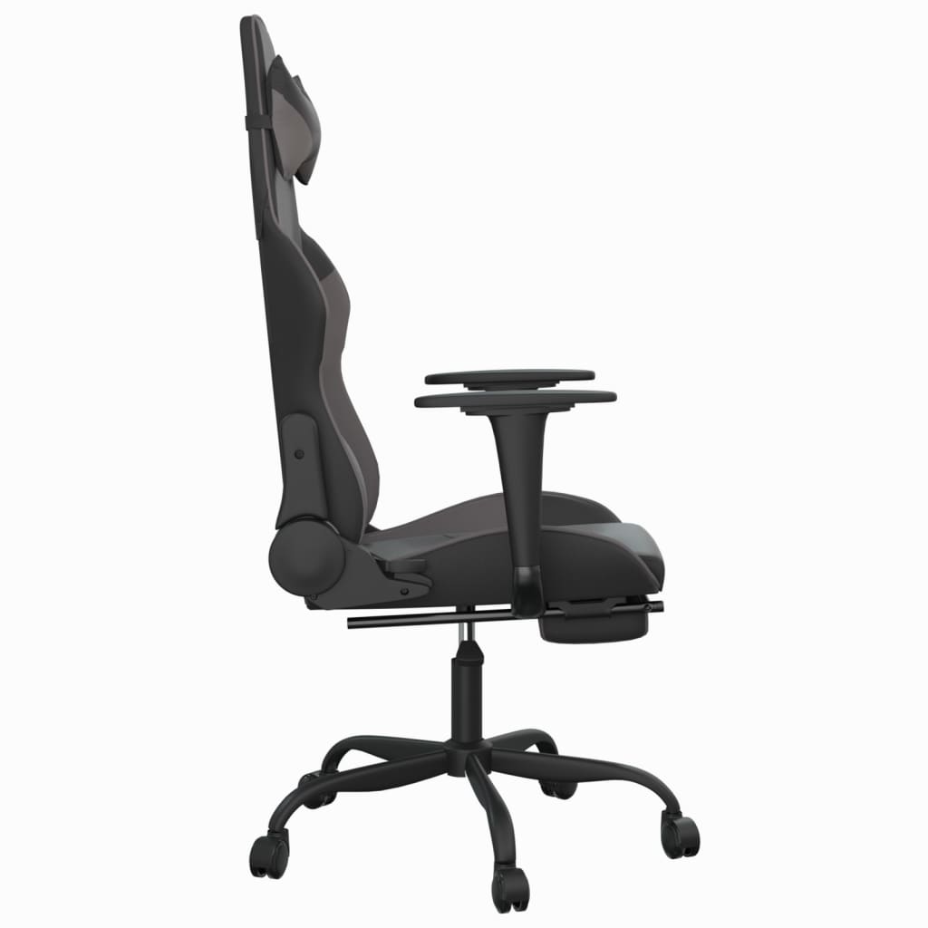 Chaise de Gaming & massage avec repose-pied Noir & Gris Similicuir