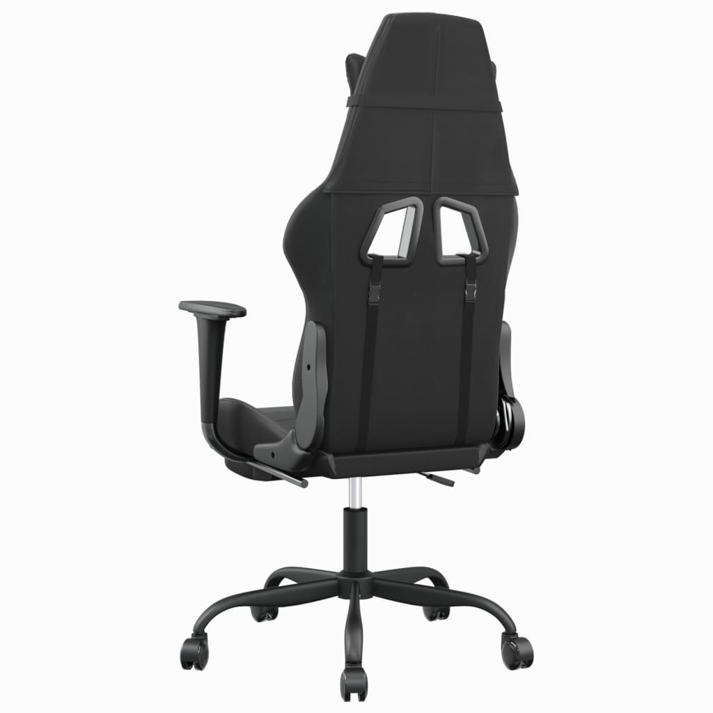 Chaise de Gaming & massage avec repose-pied Noir & Gris Similicuir