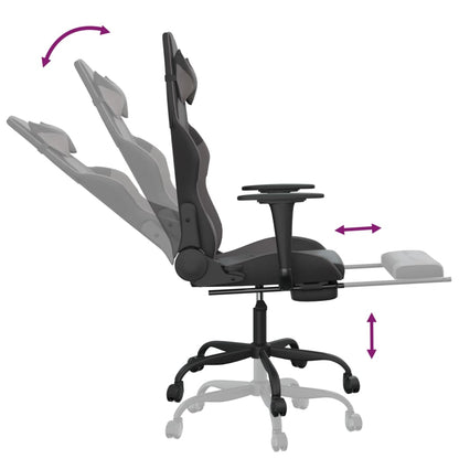 Chaise de Gaming & massage avec repose-pied Noir & Gris Similicuir