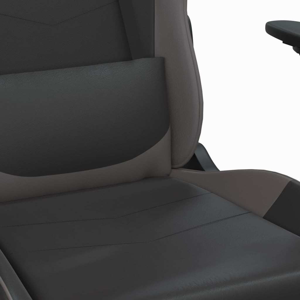 Chaise de Gaming & massage avec repose-pied Noir & Gris Similicuir