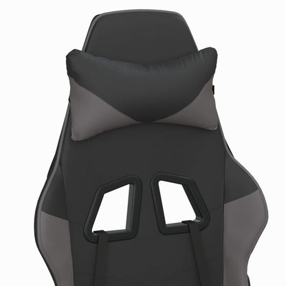 Chaise de Gaming & massage avec repose-pied Noir & Gris Similicuir