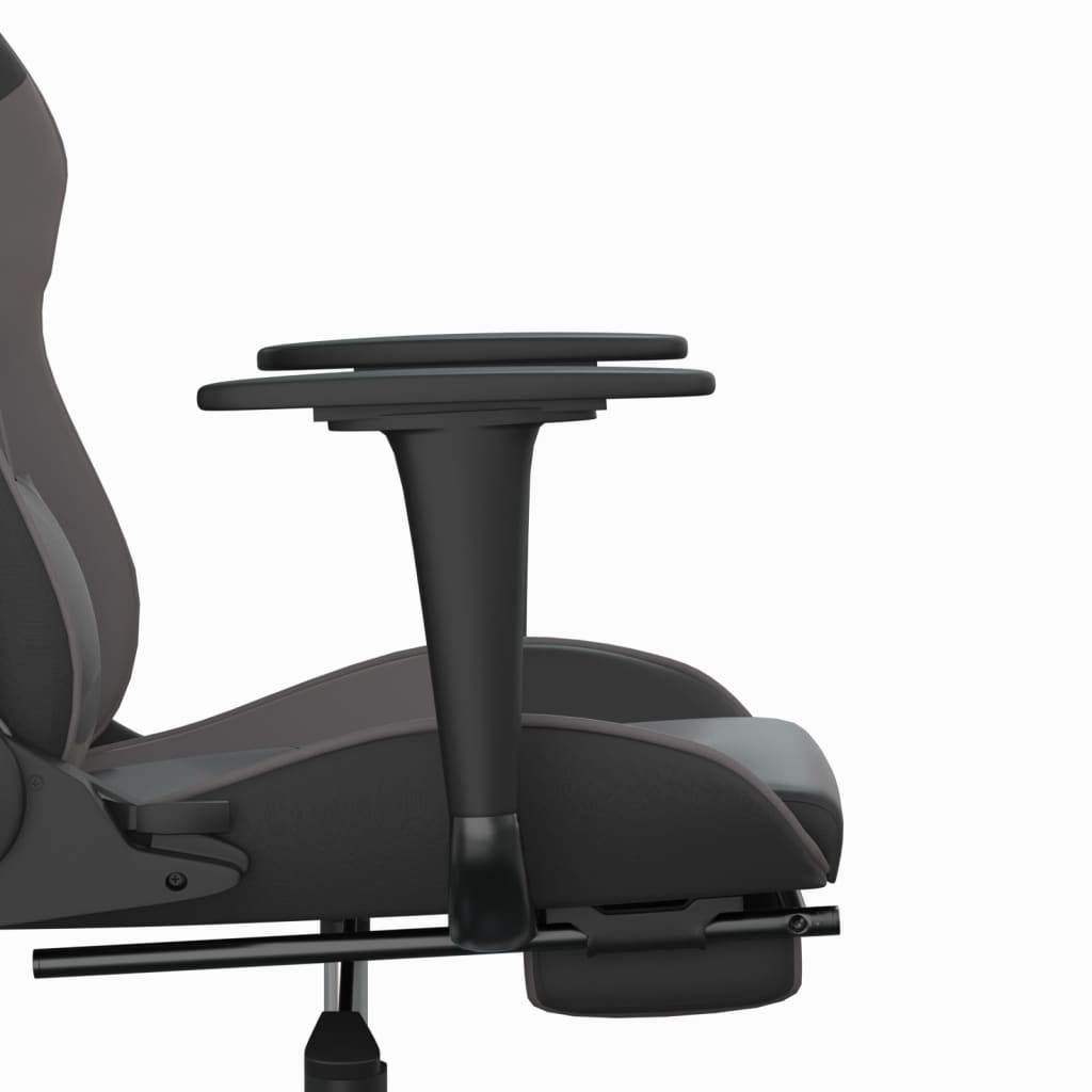 Chaise de Gaming & massage avec repose-pied Noir & Gris Similicuir