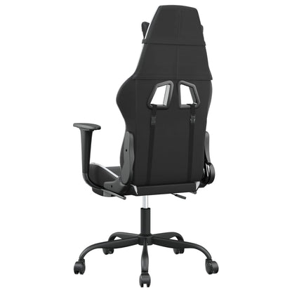 Gaming- und Massagestuhl mit schwarzen und weißen Fußstützen