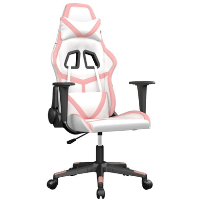 Cadeira de jogos e couro de massagem branca e rosa couro