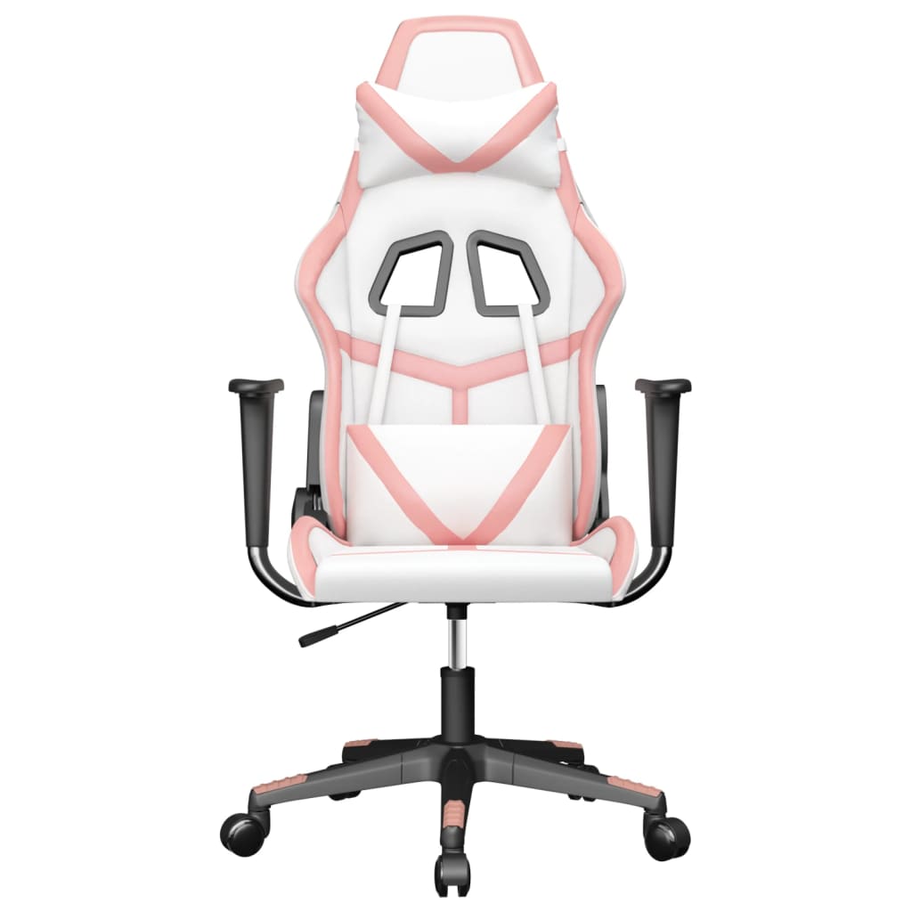 Cadeira de jogos e couro de massagem branca e rosa couro