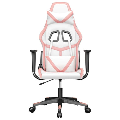 Cadeira de jogos e couro de massagem branca e rosa couro