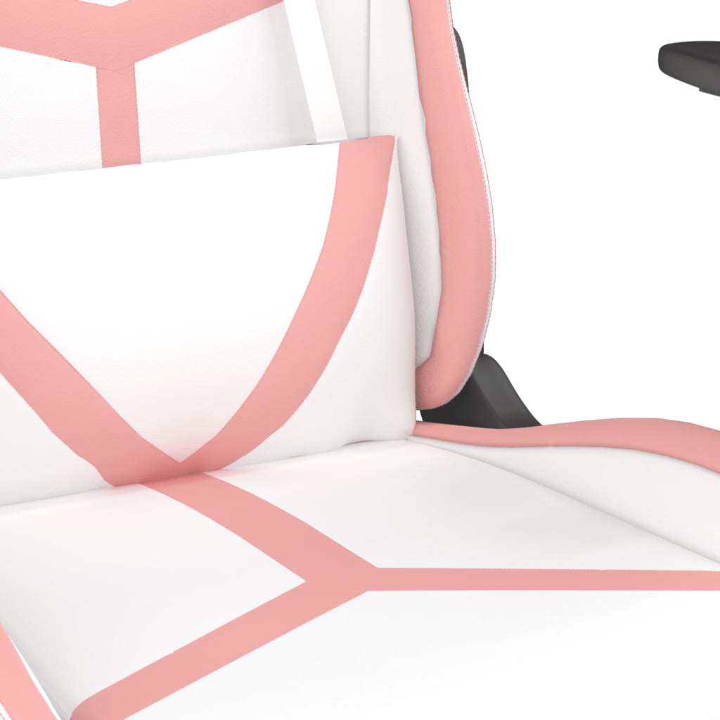 Cadeira de jogos e couro de massagem branca e rosa couro