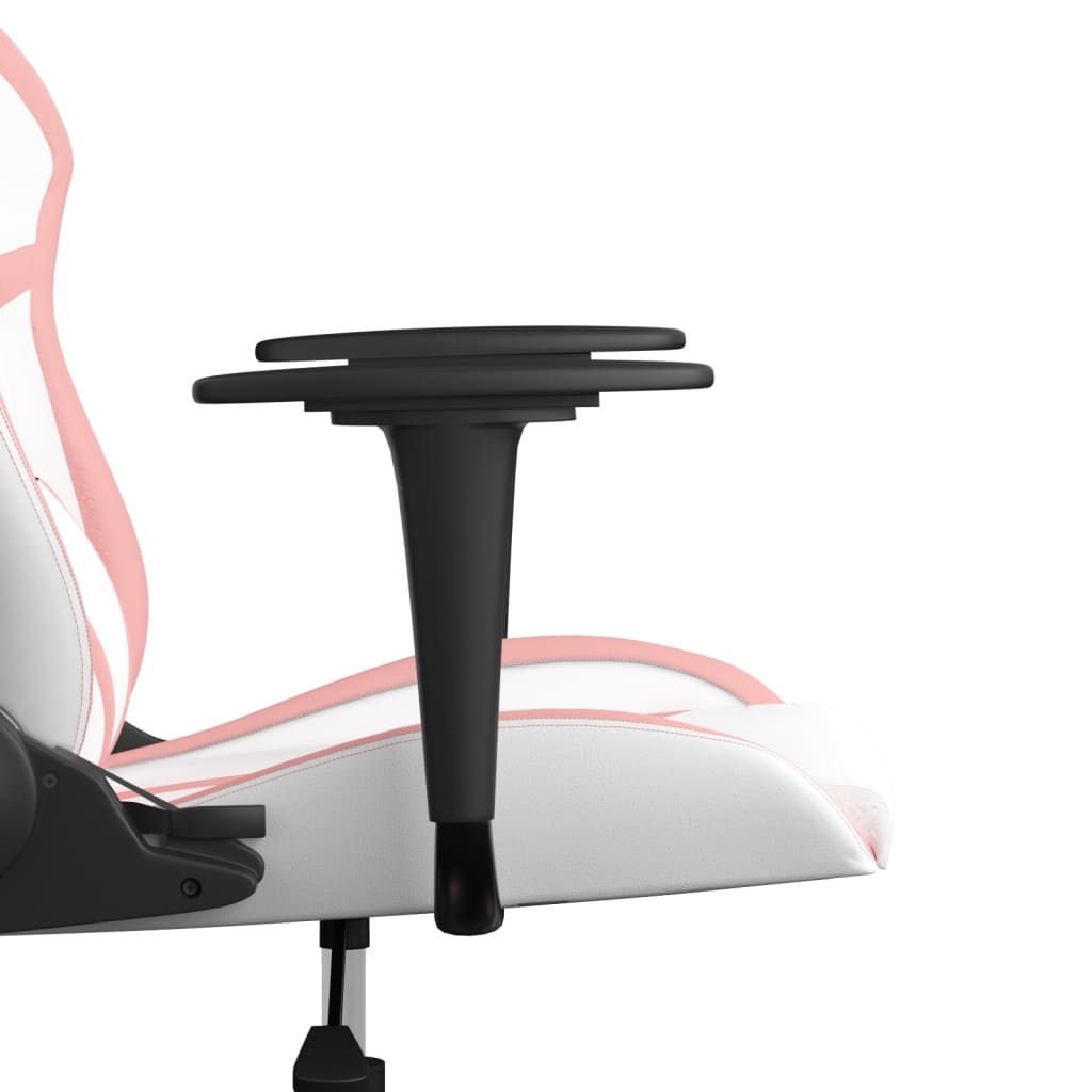 Cadeira de jogos e couro de massagem branca e rosa couro