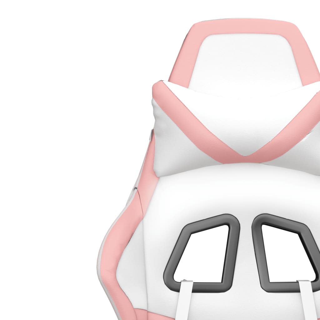 Cadeira de jogos e couro de massagem branca e rosa couro