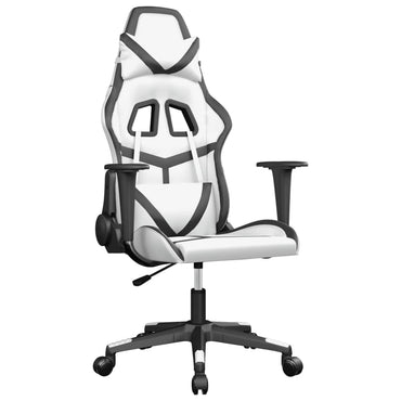 Chaise de Gaming & massage Blanc et noir Similicuir