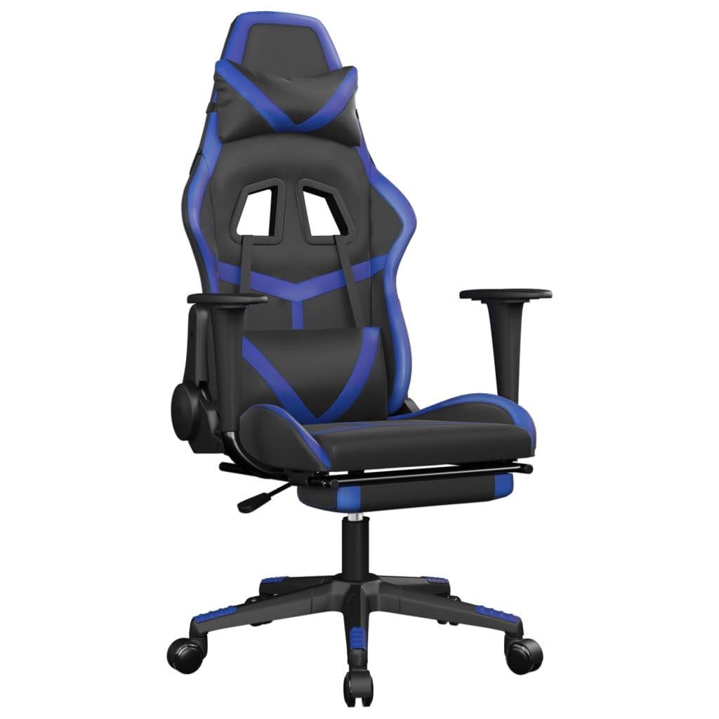 Cadeira de jogos e massagem e preto e imitação do pé azul