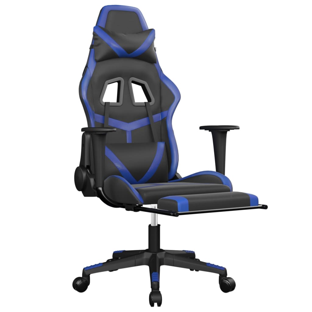 Cadeira de jogos e massagem e preto e imitação do pé azul
