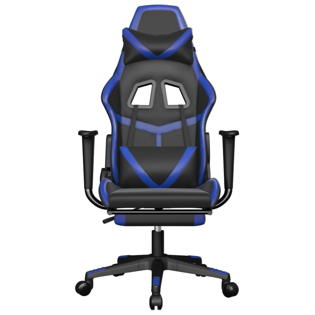 Cadeira de jogos e massagem e preto e imitação do pé azul