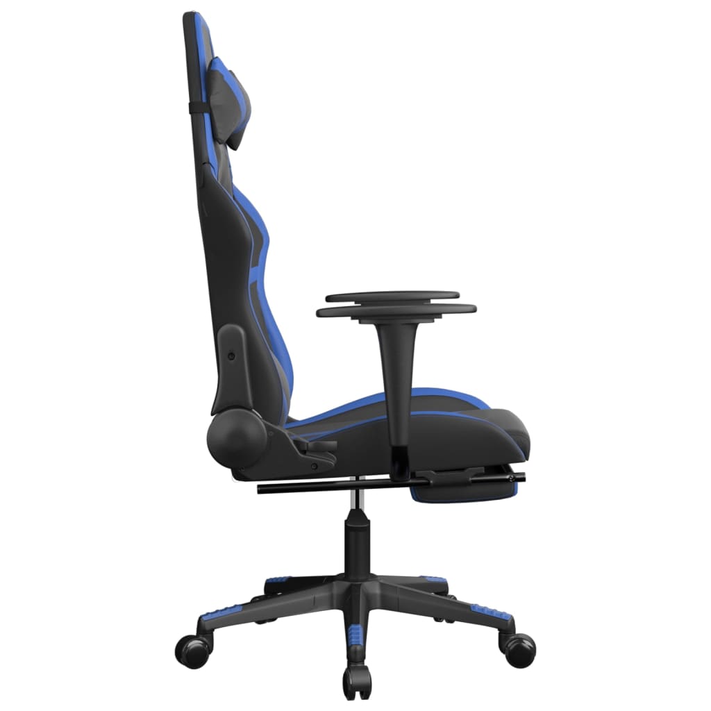 Cadeira de jogos e massagem e preto e imitação do pé azul