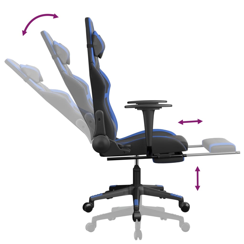 Cadeira de jogos e massagem e preto e imitação do pé azul