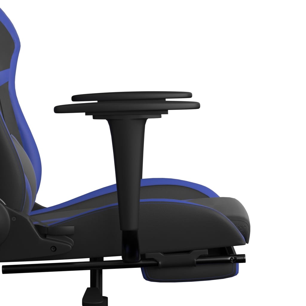 Cadeira de jogos e massagem e preto e imitação do pé azul