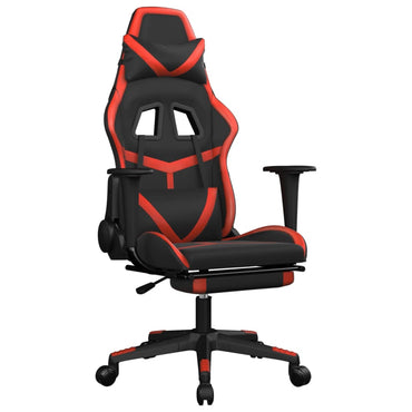Gaming- und Massagestuhl mit schwarzen und roten Fußstützen
