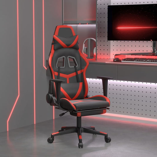 Gaming- und Massagestuhl mit schwarzen und roten Fußstützen