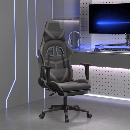 Gaming- und Massagestuhl mit schwarzer und grauer Fußstütze