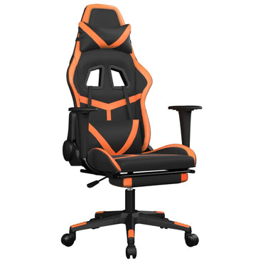 Chaise de Gaming & massage et repose-pied Noir & Orange Similicuir