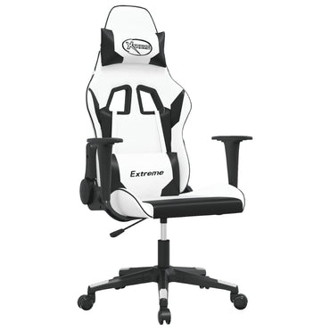 Chaise de Gaming & massage Blanc et noir Similicuir