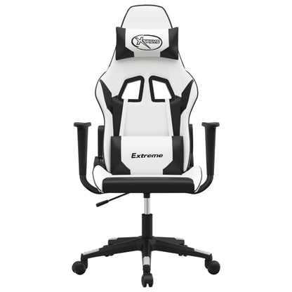 Cadeira de jogos e couro de massagem branca e preta
