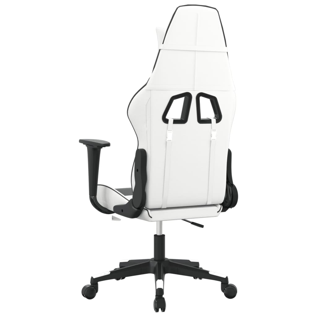 Cadeira de jogos e couro de massagem branca e preta
