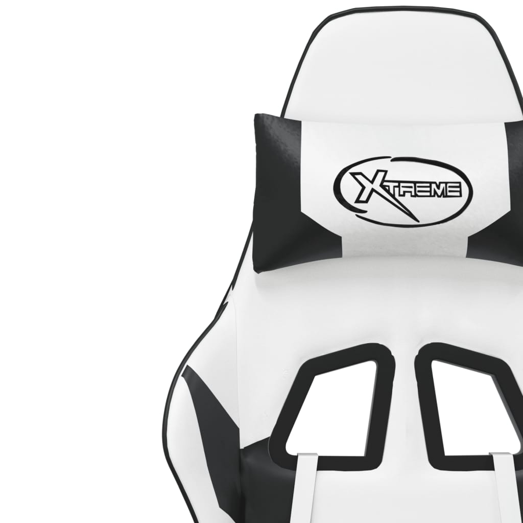 Cadeira de jogos e couro de massagem branca e preta