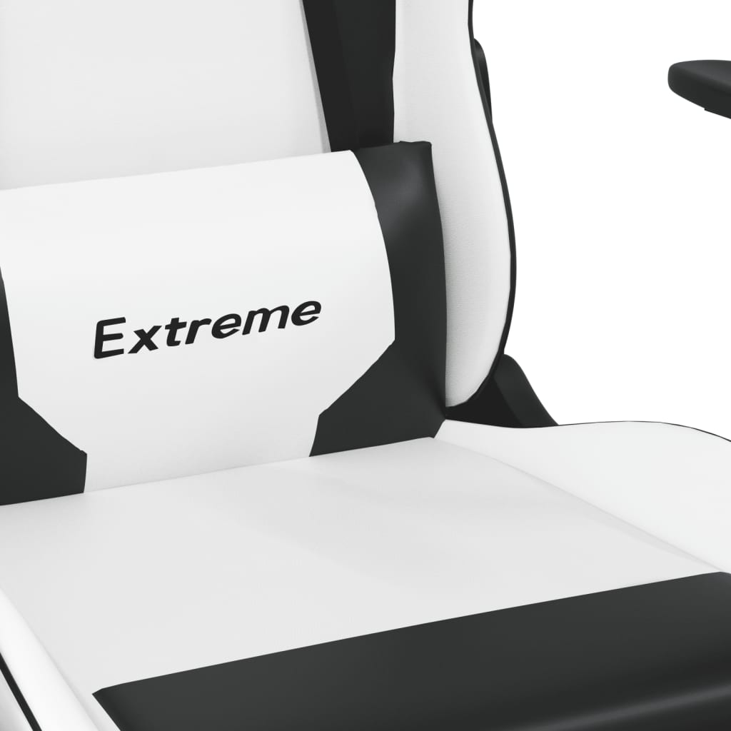 Cadeira de jogos e couro de massagem branca e preta