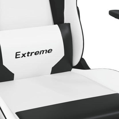 Cadeira de jogos e couro de massagem branca e preta
