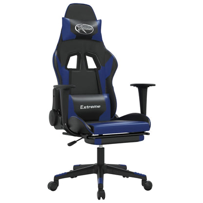 Cadeira de jogos e massagem e preto e imitação do pé azul
