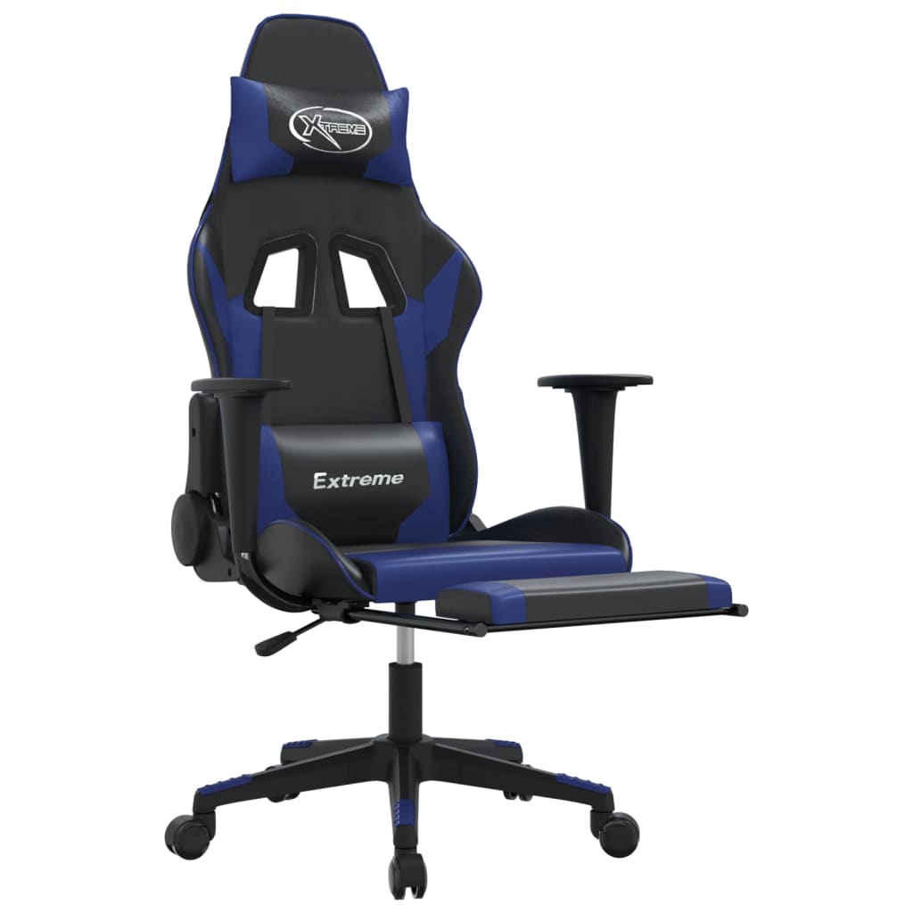 Cadeira de jogos e massagem e preto e imitação do pé azul