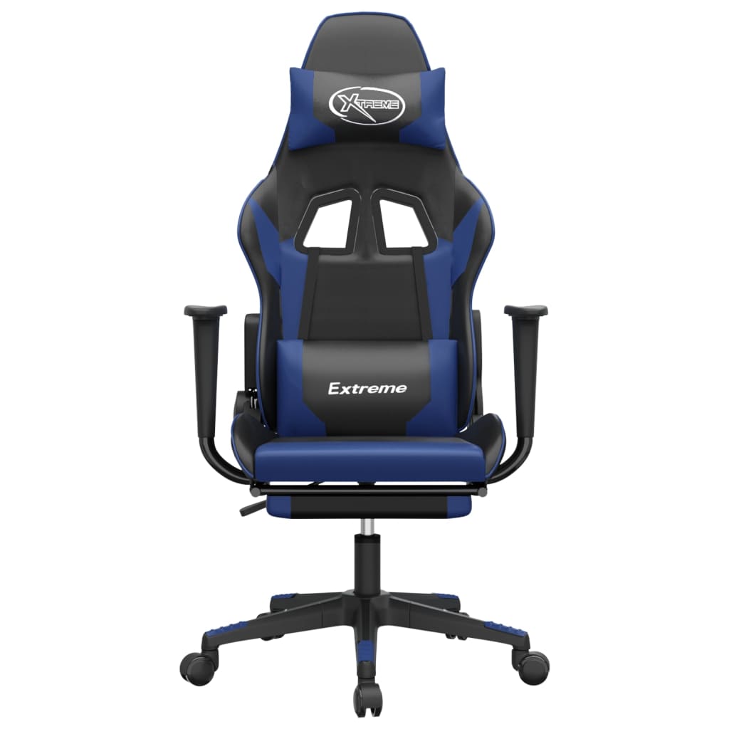 Cadeira de jogos e massagem e preto e imitação do pé azul